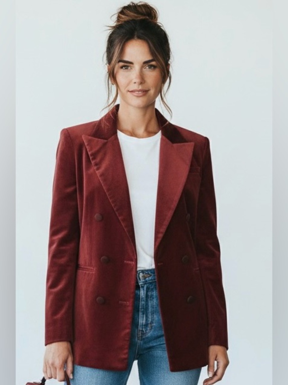 Banana Republic Velvet Double Breasted Blazer Burgundy Size 6